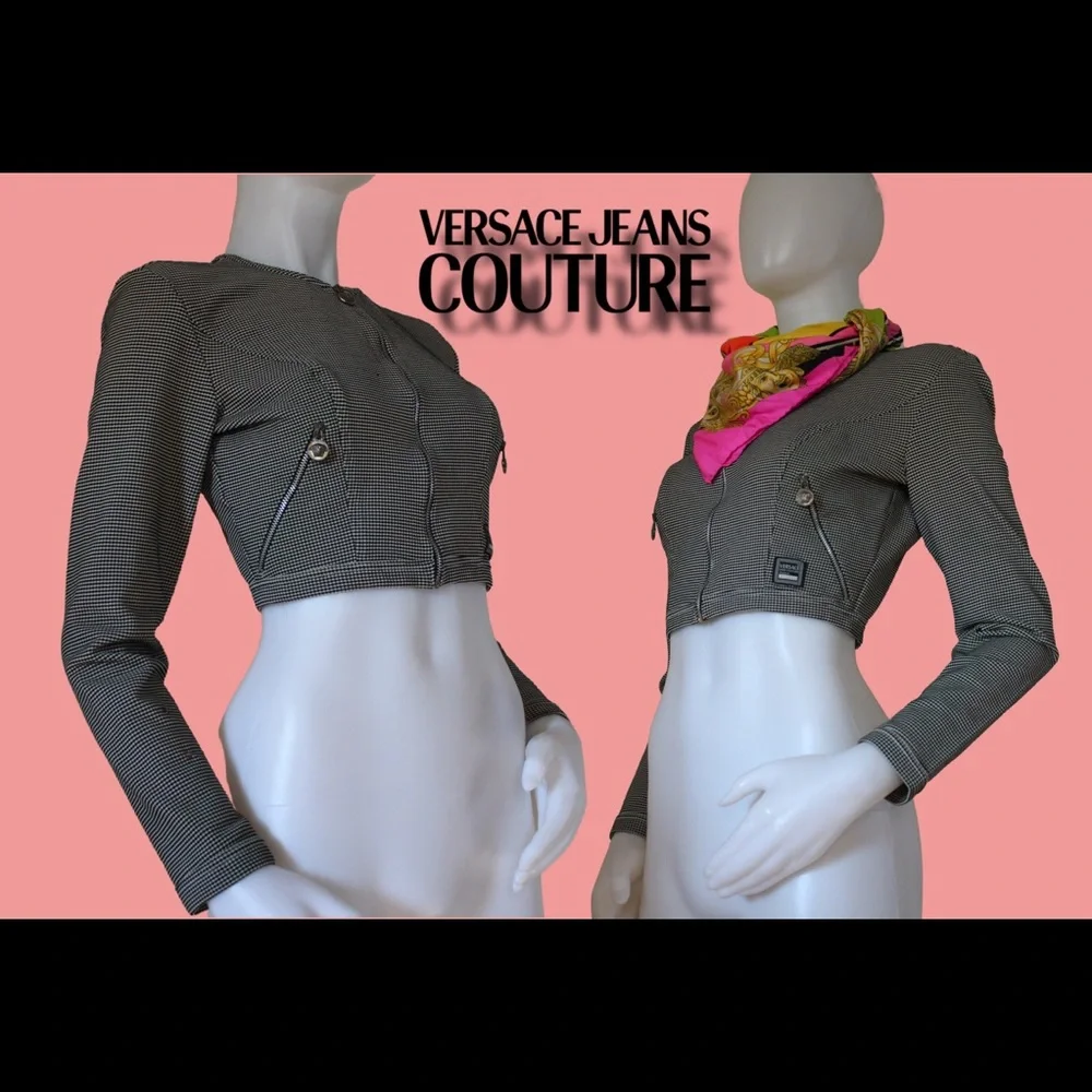 🩶 Vintage '90s Versace Jeans Couture Cropped Zippered Jacket - Picture 1 of 15